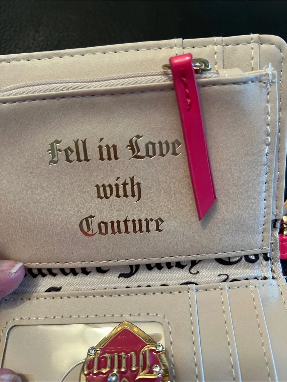 Juicy Couture Hot Pink Embossed Wallet with Heart Charm